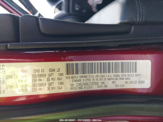 1C4RJFAG0LC167562 Jeep Grand Cherokee Altitude