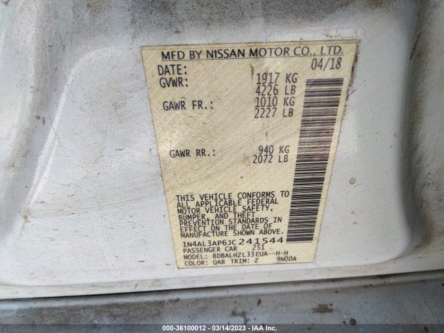 Nissan Altima 2.5 Sr 2018 1N4AL3AP6JC241544 Image 10