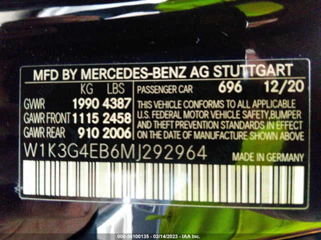 Mercedes-Benz A-class A 220 2021 W1K3G4EB6MJ292964 Image 10