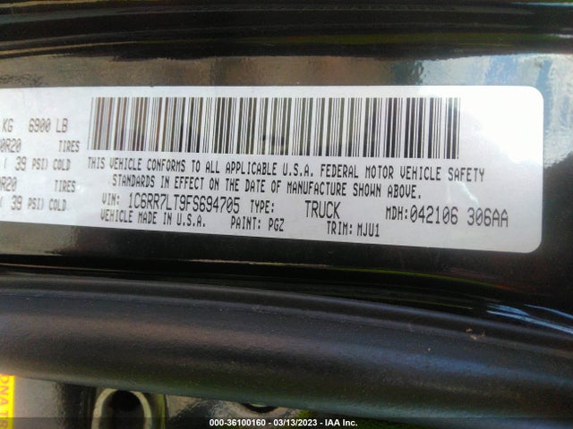 RAM 1500 Lone Star 2015 1C6RR7LT9FS694705 Image 9