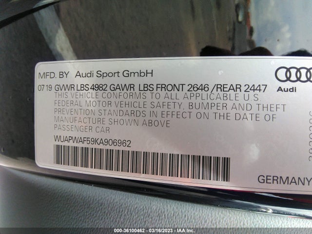 2019 Audi RS 5, VIN: WUAPWAF59KA906962