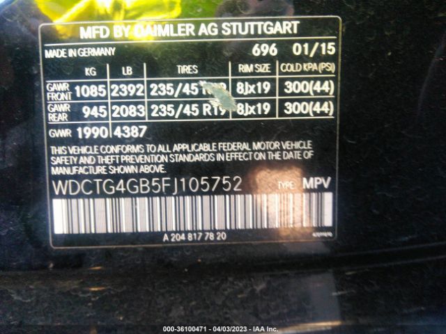 WDCTG4GB5FJ105752 Mercedes-Benz Gla-class Gla 250