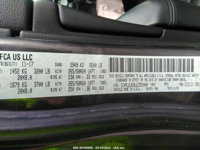 1C4RJEAG8JC253404 Jeep Grand Cherokee Altitude