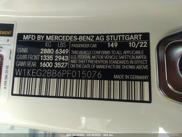 2023 Mercedes-Benz EQE, VIN: W1KEG2BB6PF015076