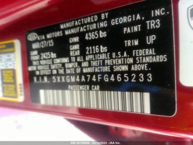 5XXGM4A74FG465233 KIA Optima Lx