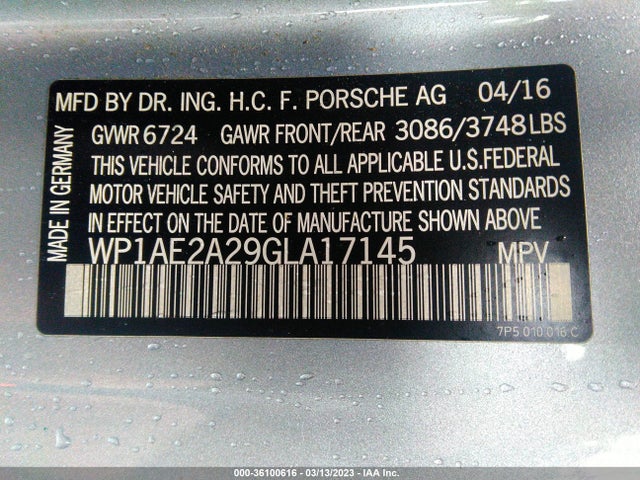 WP1AE2A29GLA17145 Porsche Cayenne S E-hybrid