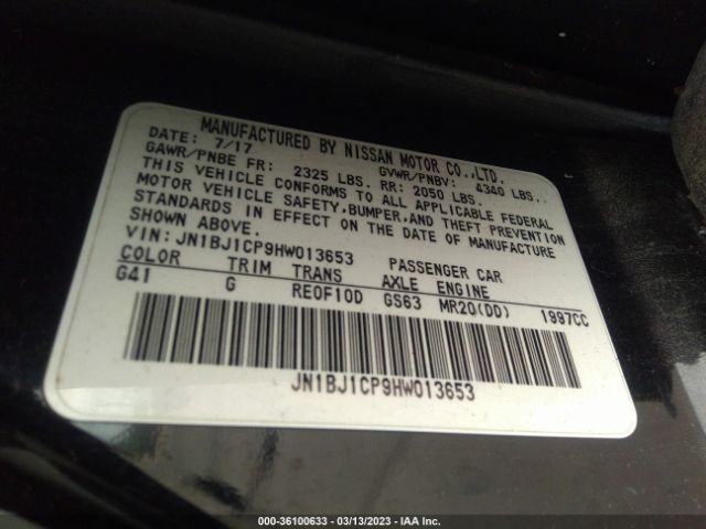 JN1BJ1CP9HW013653 Nissan Rogue Sport S