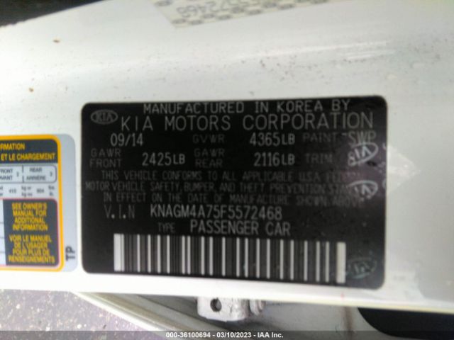 KNAGM4A75F5572468 KIA Optima Lx