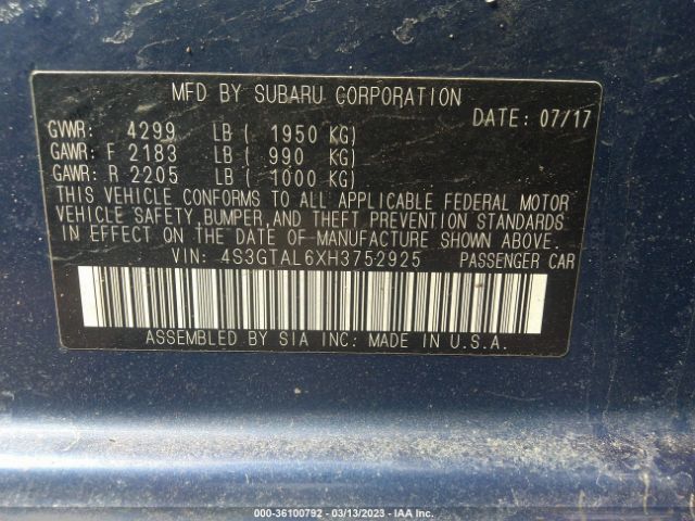 4S3GTAL6XH3752925 Subaru Impreza Sport