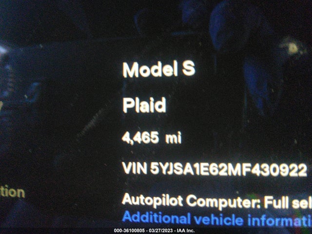 Tesla Model S Plaid 2021 5YJSA1E62MF430922 Image 7