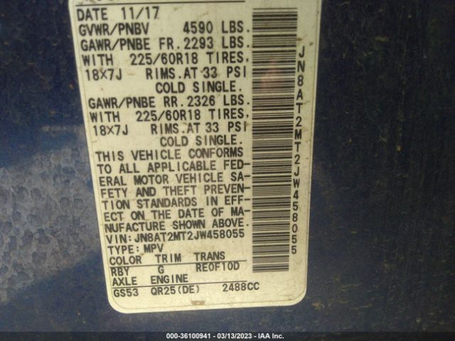 JN8AT2MT2JW458055 Nissan Rogue Sl