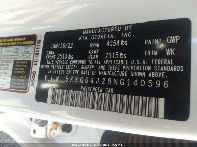 5XXG64J28NG140596 KIA K5 Gt-line