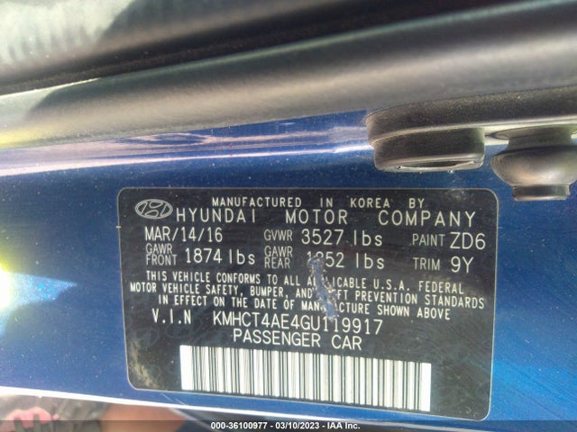 Hyundai ACCENT SE 2016 KMHCT4AE4GU119917 Image 9