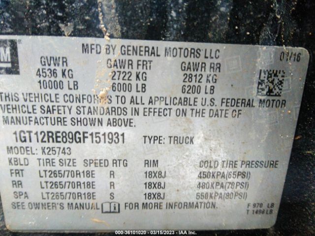1GT12RE89GF151931 GMC SIERRA 2500HD