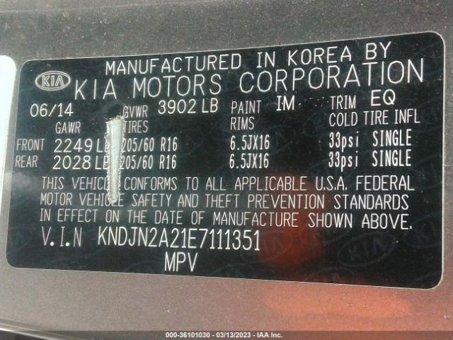 KNDJN2A21E7111351 KIA Soul Base