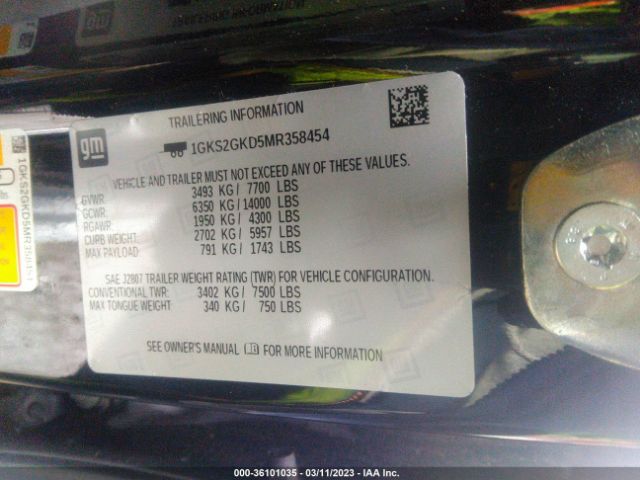 1GKS2GKD5MR358454 GMC Yukon Xl Slt