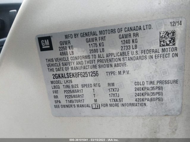 2GKALSEK8F6251256 GMC Terrain Slt