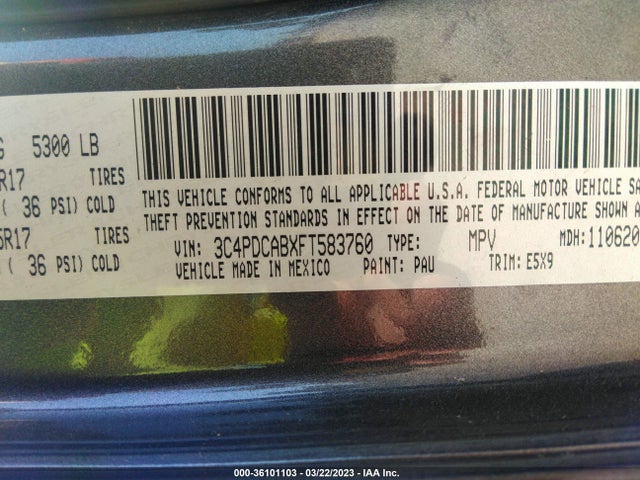 Dodge Journey American Value Pkg 2015 3C4PDCABXFT583760 Image 9