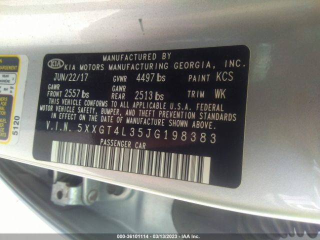 5XXGT4L35JG198383 KIA Optima Lx