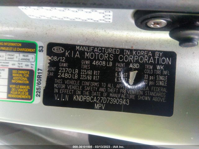 KNDPBCA27D7390943 KIA Sportage Lx