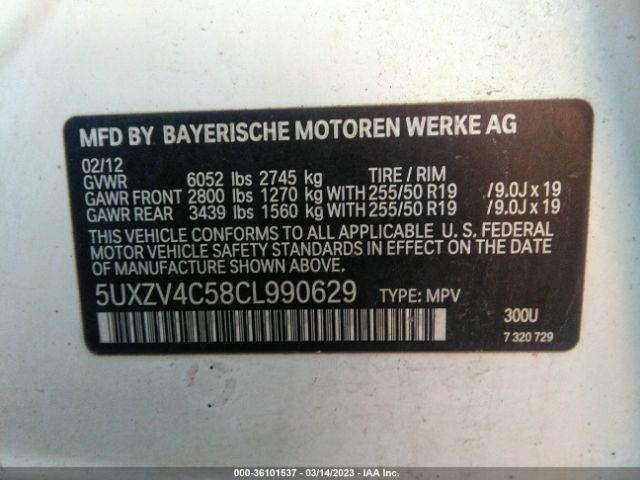 5UXZV4C58CL990629 BMW X5 35i