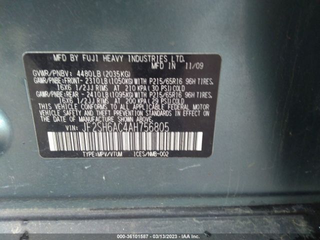 JF2SH6AC4AH756805 Subaru Forester 2.5x