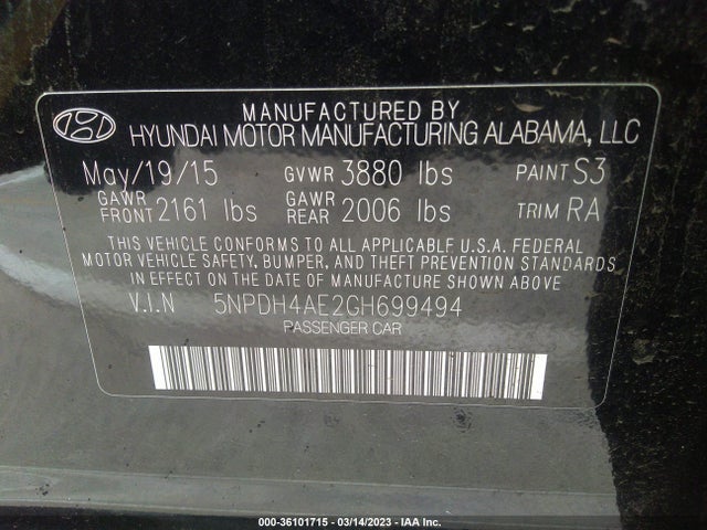 Hyundai Elantra 2016 5NPDH4AE2GH699494 Image 21