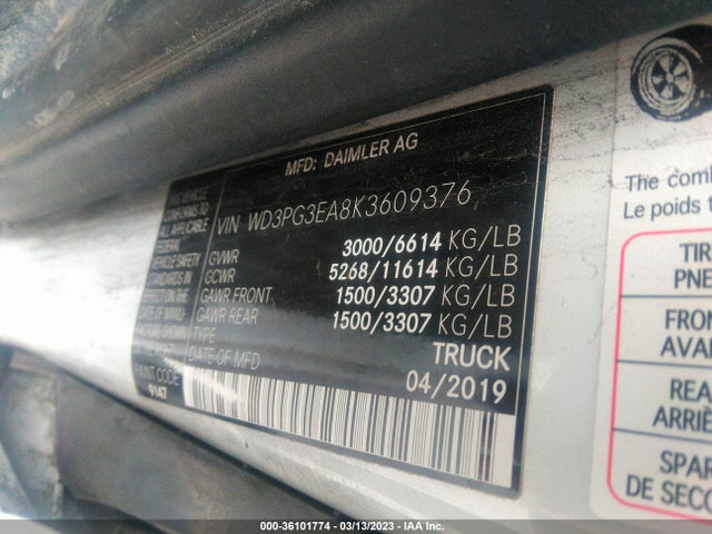 2019 Mercedes-Benz Metris, VIN: WD3PG3EA8K3609376
