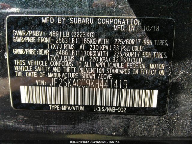 JF2SKACC9KH441419 Subaru Forester