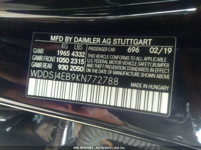 WDDSJ4EB9KN772788 Mercedes-Benz Cla Cla 250