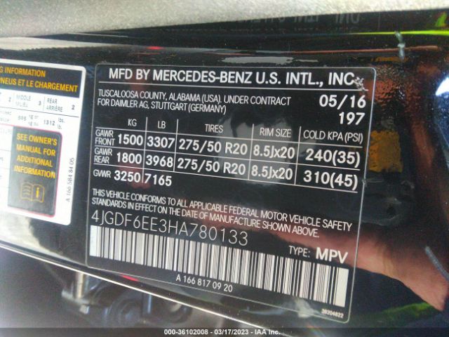 4JGDF6EE3HA780133 Mercedes-Benz Gls Gls 450