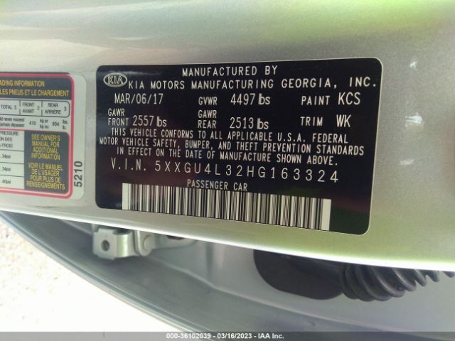 5XXGU4L32HG163324 KIA OPTIMA EX