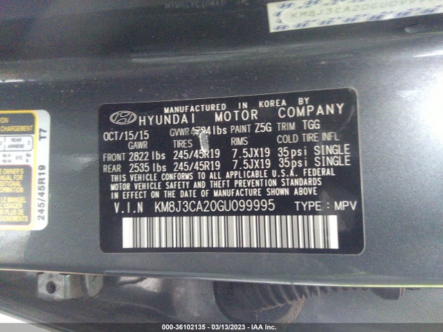Hyundai Tucson Sport 2016 KM8J3CA20GU099995 Image 10