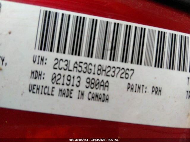 2008 CHRYSLER 300 TOURING VIN: 2C3LA53G18H237267