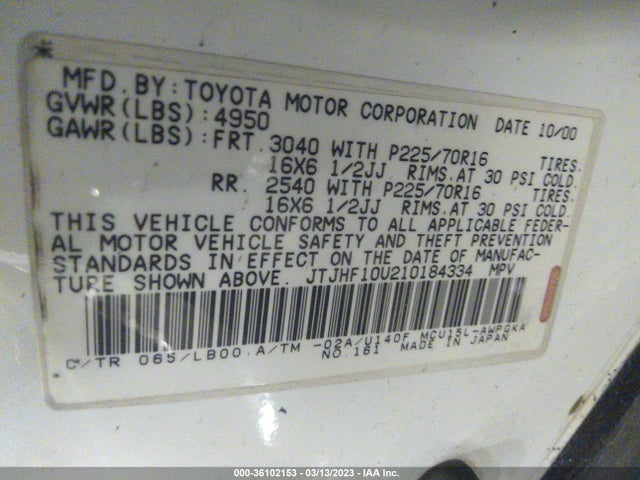 JTJHF10U210184334 Lexus RX 300