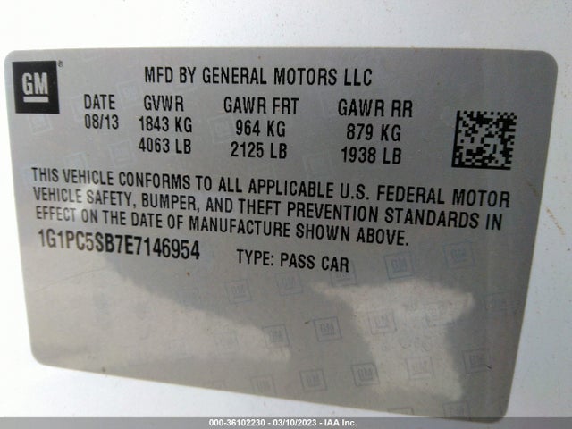 Chevrolet Cruze 1lt 2014 1G1PC5SB7E7146954 Image 10