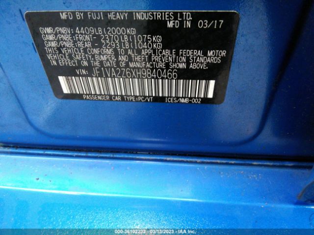 JF1VA2Z6XH9840466 Subaru Wrx Sti Limited