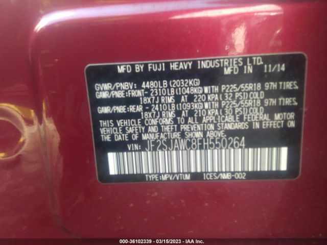 JF2SJAWC8FH550264 Subaru Forester 2.5i Touring