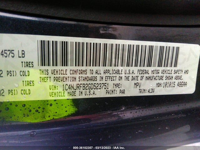 Jeep Patriot High Altitude Edition 2016 1C4NJRFB2GD523751 Image 9