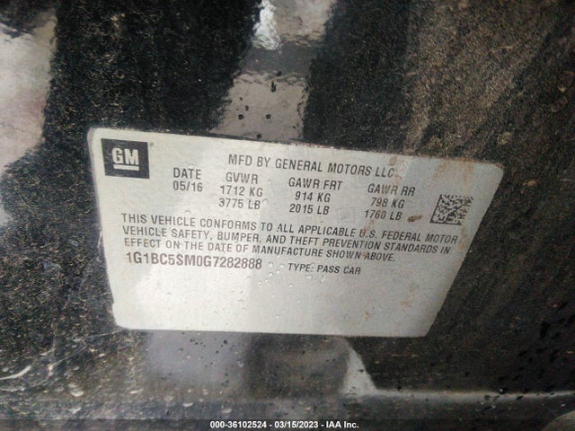 Chevrolet CRUZE LS 2016 1G1BC5SM0G7282888 Image 10