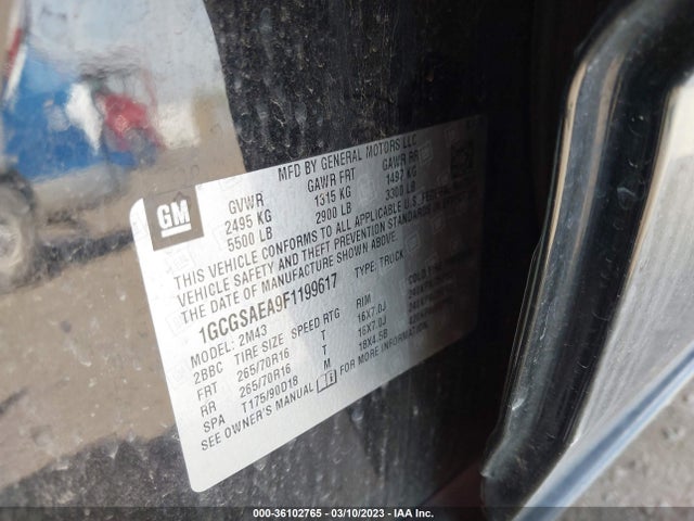Chevrolet Colorado 2wd Wt 2015 1GCGSAEA9F1199617 Image 9