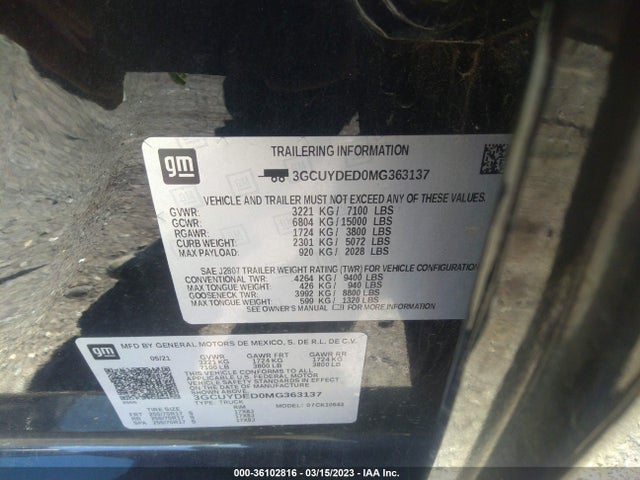 Chevrolet Silverado 1500 Lt 2021 3GCUYDED0MG363137 Image 9