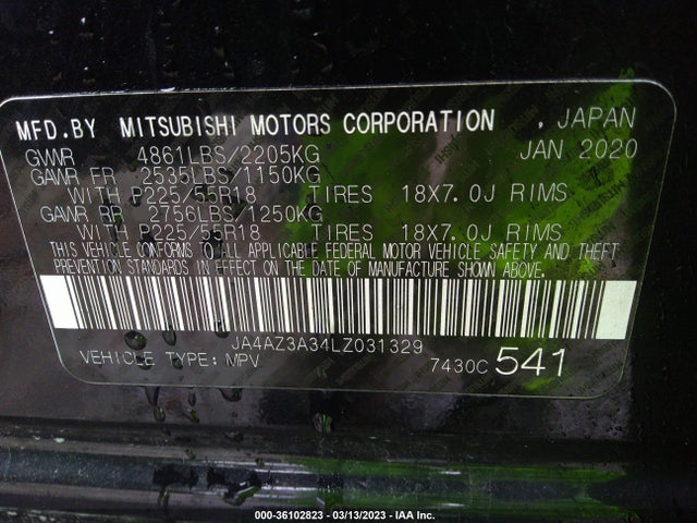 JA4AZ3A34LZ031329 Mitsubishi Outlander Es/se/sel/le/sp