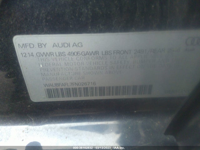 2015 Audi A4, VIN: WAUBFAFL7FN026716