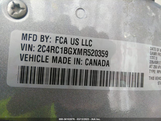 Chrysler Pacifica Touring L 2021 2C4RC1BGXMR520359 Image 9