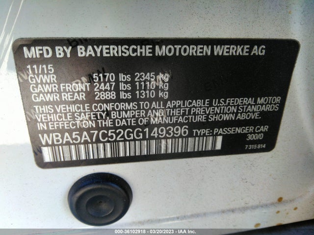 BMW 5 Series 528i Xdrive 2016 WBA5A7C52GG149396 Image 11