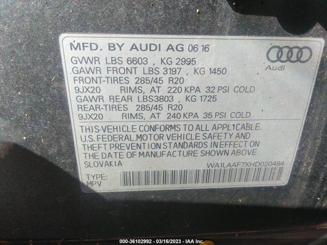 WA1LAAF7XHD020484 Audi Q7 Premium Plus