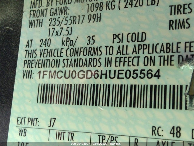 Ford ESCAPE SE 2017 1FMCU0GD6HUE05564 Image 10
