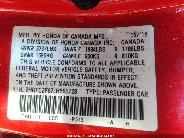 Honda Civic Sedan Lx 2018 2HGFC2F67JH566728 Image 9