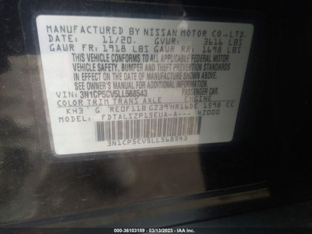 3N1CP5CV5LL568543 Nissan KICKS SV